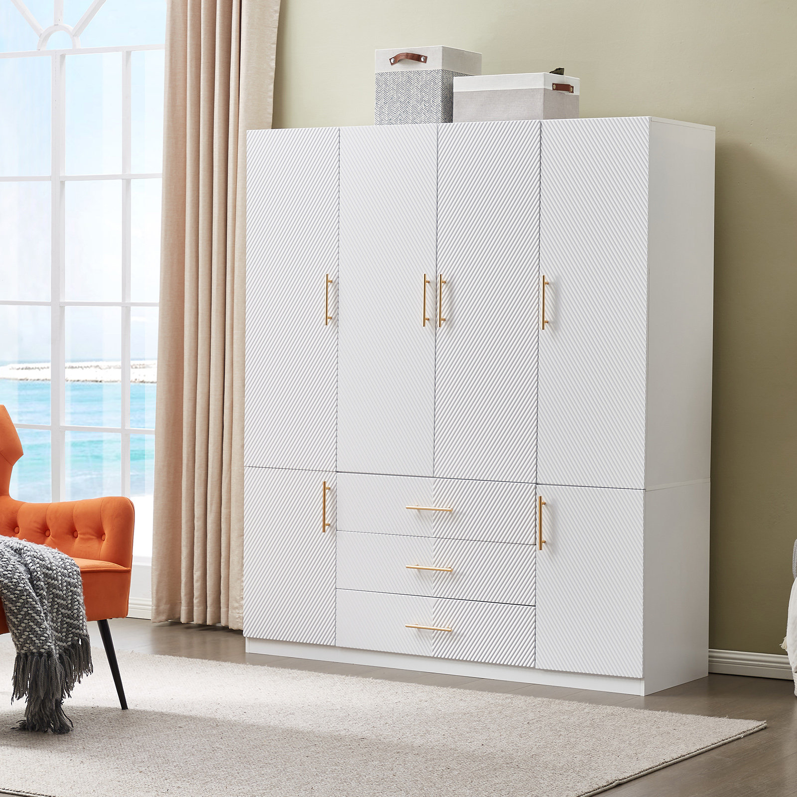 Latitude Run® Ruthy Solid Manufactured Wood Armoire, White, 74“ H x 63